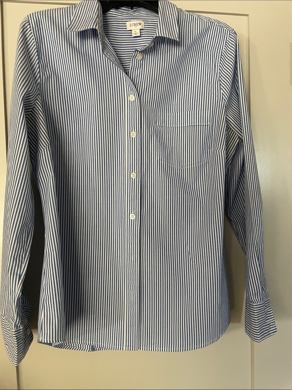 J. Crew Blue and White Stripe Button-Up Shirt